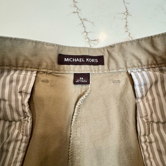 Michael Kors Men's Khaki Flat Front Shorts - Picture 2 of 5